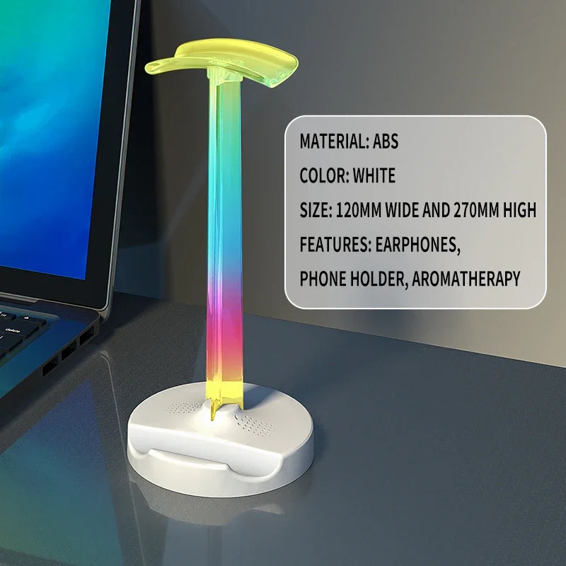 حامل سماعة رأس ألعاب RGB إضاءة محيطية لسطح المكتب - تصميم مريح، هدية مثالية للاعبي الكمبيوتر