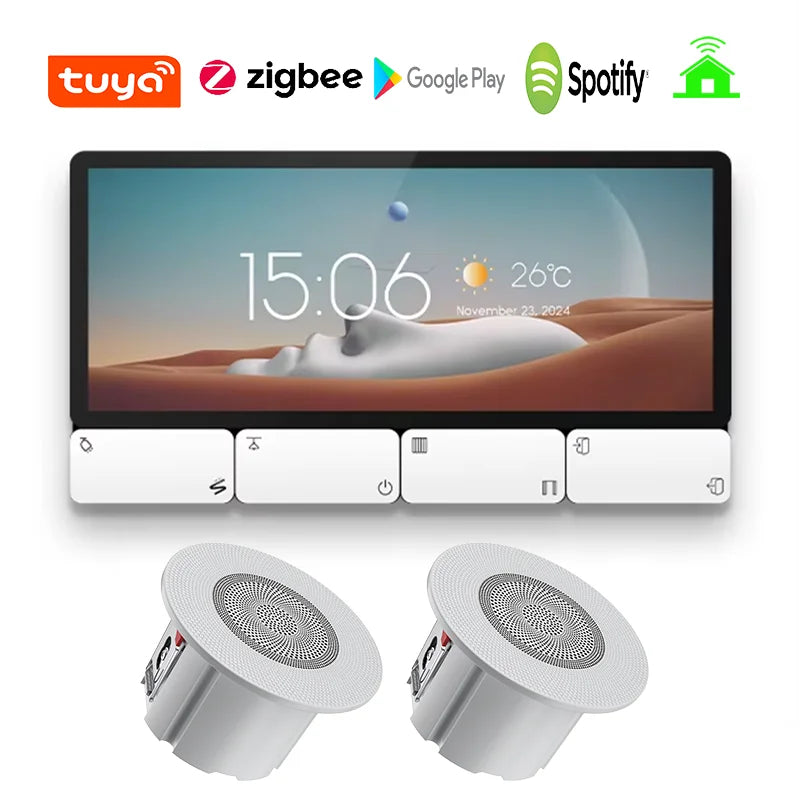 2025 New type Tuya Smart Control Panel Zigbee Gateway Multi-function With Relay Background Music Audio player Wall amplifier