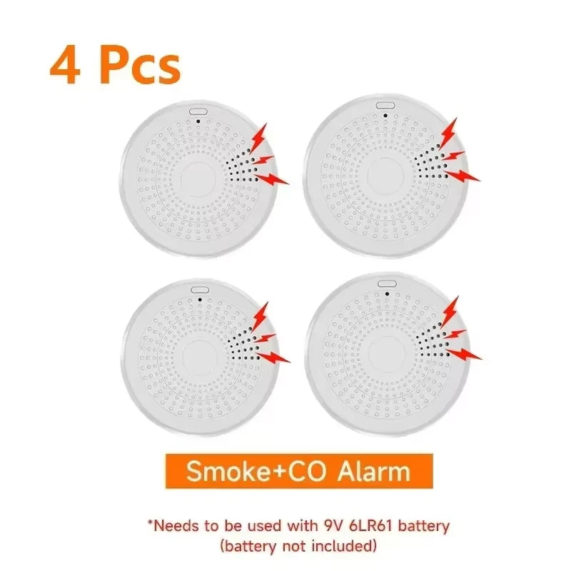 Tuya WiFi Integrated Carbon Monoxide & Smoke Detector Smart Life APP Alarm Sensor 2-in-1 Fire Safety Gas Detector