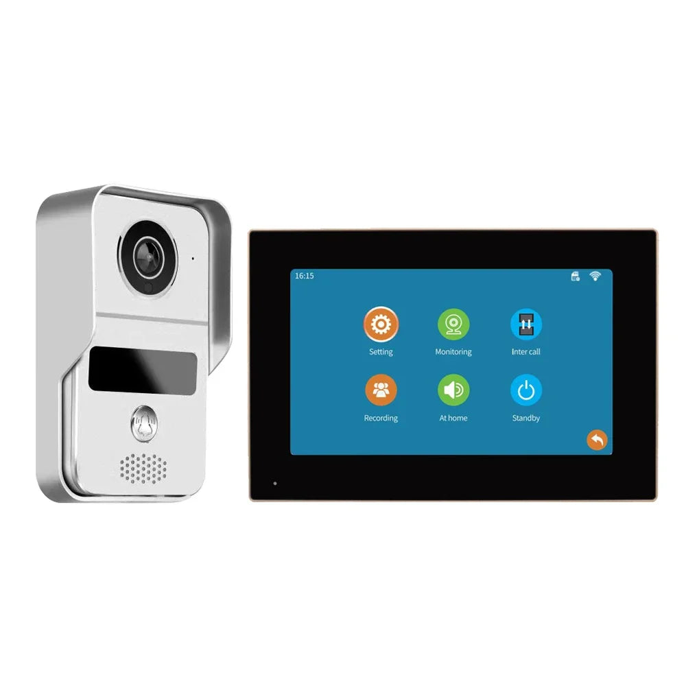 جرس باب داخلي (إنتركوم)، 10.1 بوصة، ألوان عالية الوضوح 1080P، CMOS، يدعم WiFi وتطبيق Tuya، كاميرا مراقبة بالأشعة تحت الحمراء مع رؤية ليلية، فيديو ومكالمات.