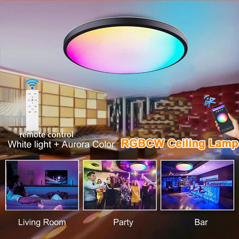 RGB مصباح سقف ذكي LED بقدرة 24 وات 40 وات مصابيح ليد RGB مصباح سقف تطبيق TUYA بلوتوث WIFI لديكور المنزل وغرفة النوم وغرفة المعيشة