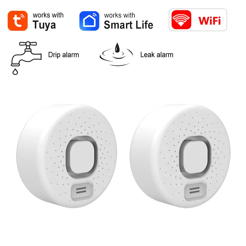 Tuya WiFi Water Sensor Home Smart Life App Flood Leak Sensor Detection Loudly Sound Alarm Linkage Application Remote Monitoring