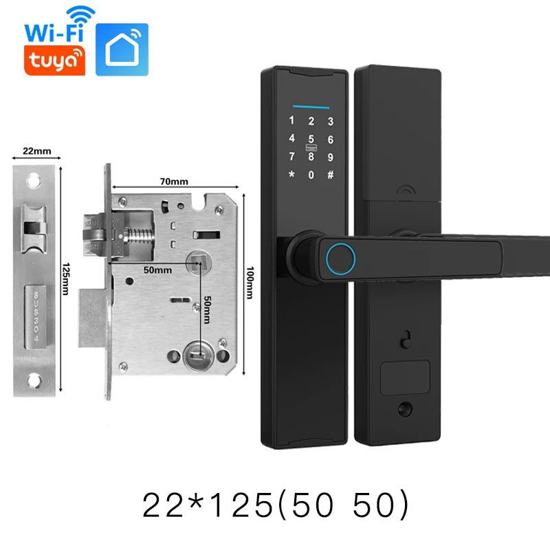 Smart Door Lock With WiFi Tuya APP Digital Electronic Lock Wooden Door Lock Biometric Fingerprint Smart Home Remote Unlocking