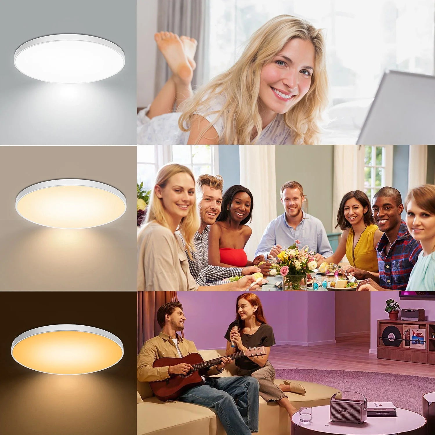 RGB مصباح سقف ذكي LED بقدرة 24 وات 40 وات مصابيح ليد RGB مصباح سقف تطبيق TUYA بلوتوث WIFI لديكور المنزل وغرفة النوم وغرفة المعيشة
