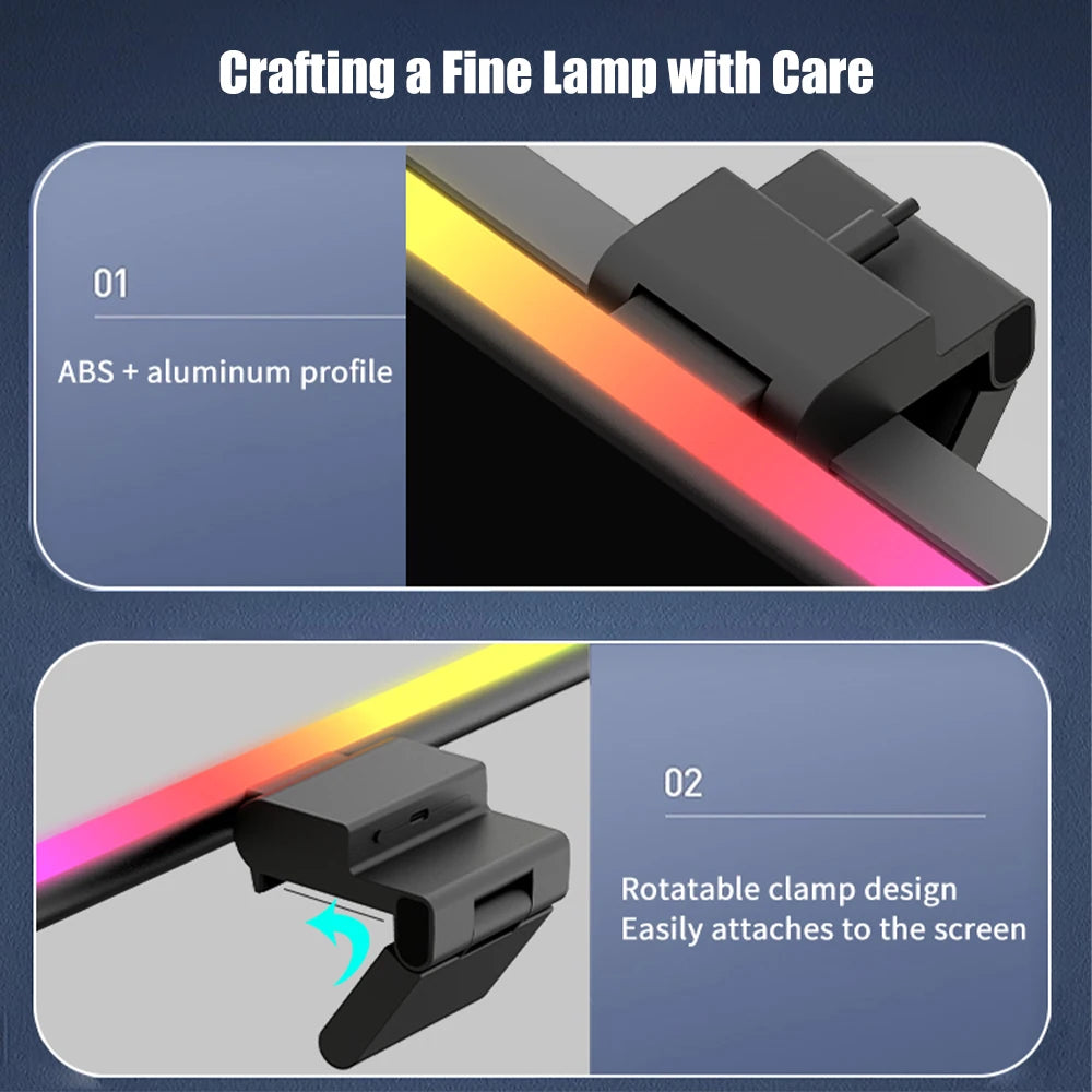 مصباح شريط الشاشة، مصباح تعليق الشاشة، يعتم RGB، شريط إضاءة لتزيين الغرفة، أضواء LED، إكسسوارات كمبيوتر سطح المكتب للمنزل للاعبين