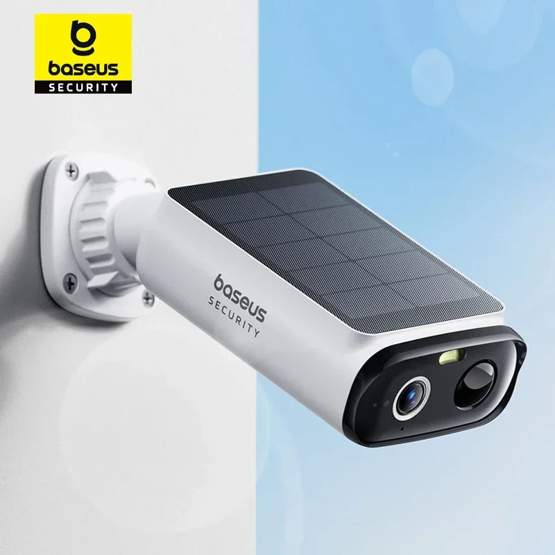 Baseus Security S1 Lite كاميرا مراقبة لاسلكية تعمل بالطاقة الشمسية للمنزل في الهواء الطلق، طاقة مستمرة بدقة 2K، مجال رؤية 135 درجة، كاميرا واي فاي بمعيار IP67