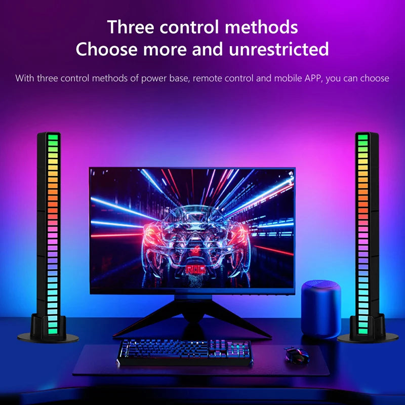 شريط إضاءة LED للتحكم الصوتي بتقنية RGB، ضوء إيقاعي متزامن، إضاءة محيطة موسيقية ملونة رائعة للإنترنت، لديكور السيارات الداخلية والحانات.