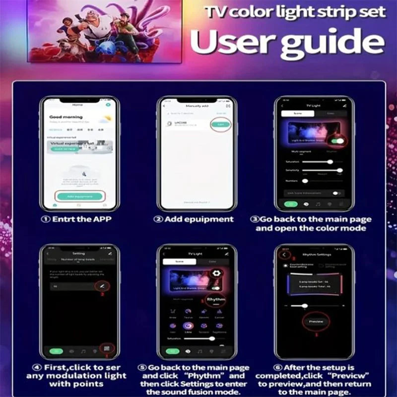 شريط إضاءة خلفية تلفزيون LED RGBIC مع كاميرا وتحكم عبر التطبيق ومزامنة الموسيقى وإضاءة ذكية لغرفة الألعاب 55-75 بوصة إضاءة محيطة