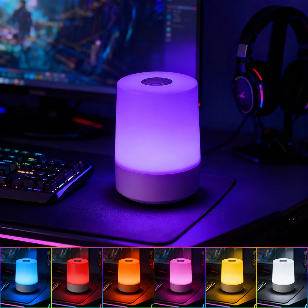 Smart LED RGB Night Light with Remote & Touch Control Dimmable Modern Cylinder Lamp for Bedroom Reading And Decor