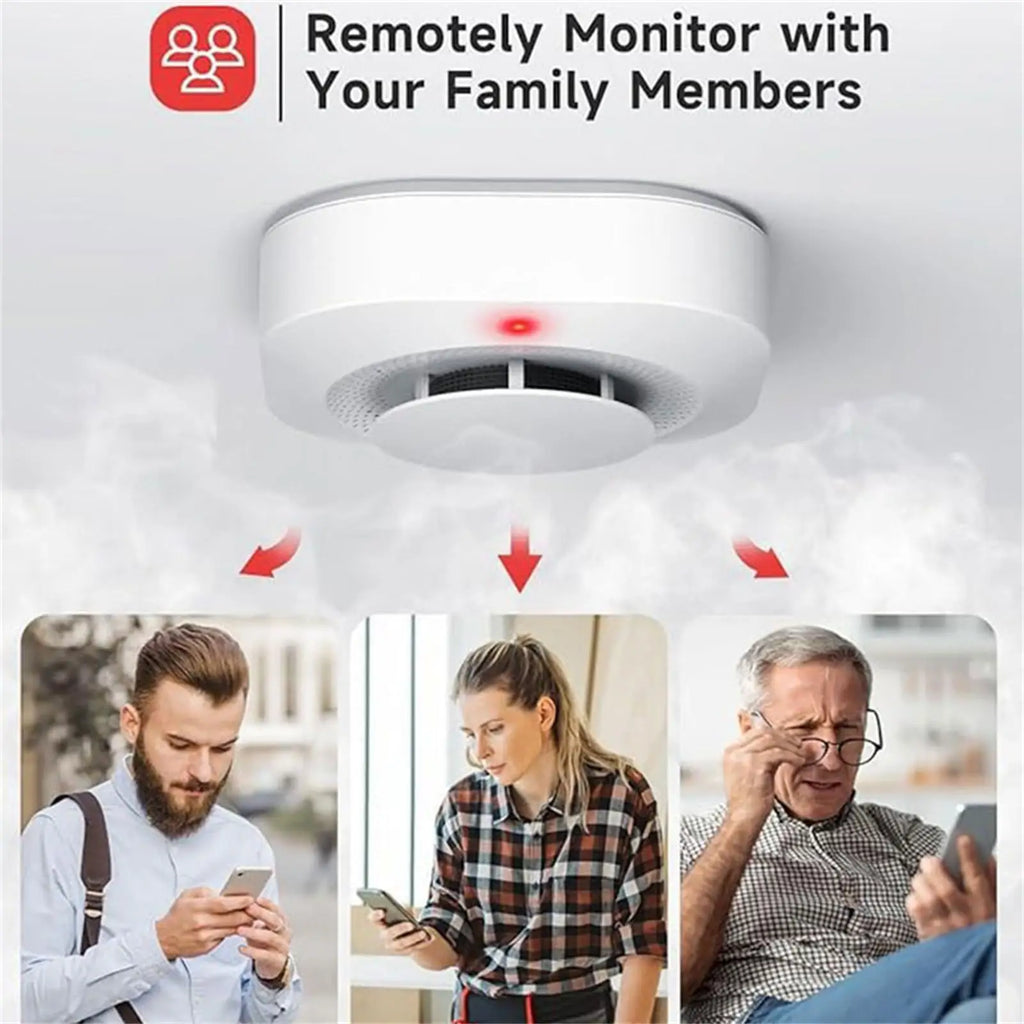 جهاز استشعار الدخان بتكنولوجيا Wifi من Tuya، نظام إنذار أمان للمنزل، تحكم عبر تطبيق Smart Life، كاشف دخان غاز عالي الحساسية لسلامة المنزل