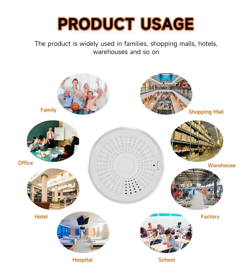 كاشف أول أكسيد الكربون والدخان المدمج من Tuya WiFi مستشعر إنذار تطبيق الحياة الذكية كاشف غاز الأمان من الحرائق 2 في 1
