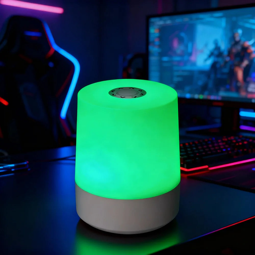 مصباح ليلي ذكي LED RGB مع جهاز تحكم عن بعد وتحكم باللمس، مصباح أسطواني عصري قابل للتعتيم لغرفة النوم والقراءة والديكور