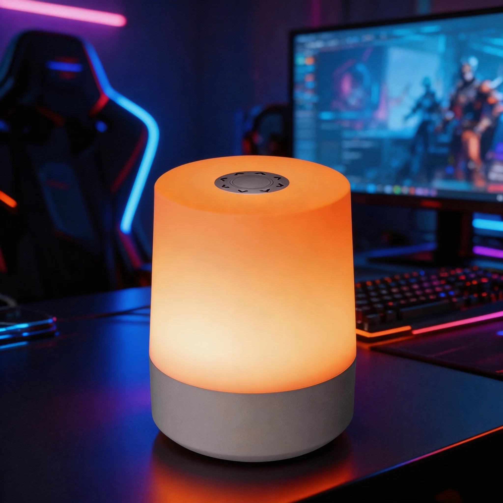 مصباح ليلي ذكي LED RGB مع جهاز تحكم عن بعد وتحكم باللمس، مصباح أسطواني عصري قابل للتعتيم لغرفة النوم والقراءة والديكور
