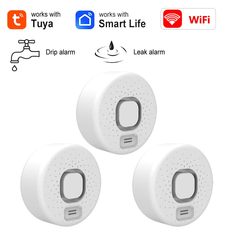 Tuya WiFi Water Sensor Home Smart Life App Flood Leak Sensor Detection Loudly Sound Alarm Linkage Application Remote Monitoring