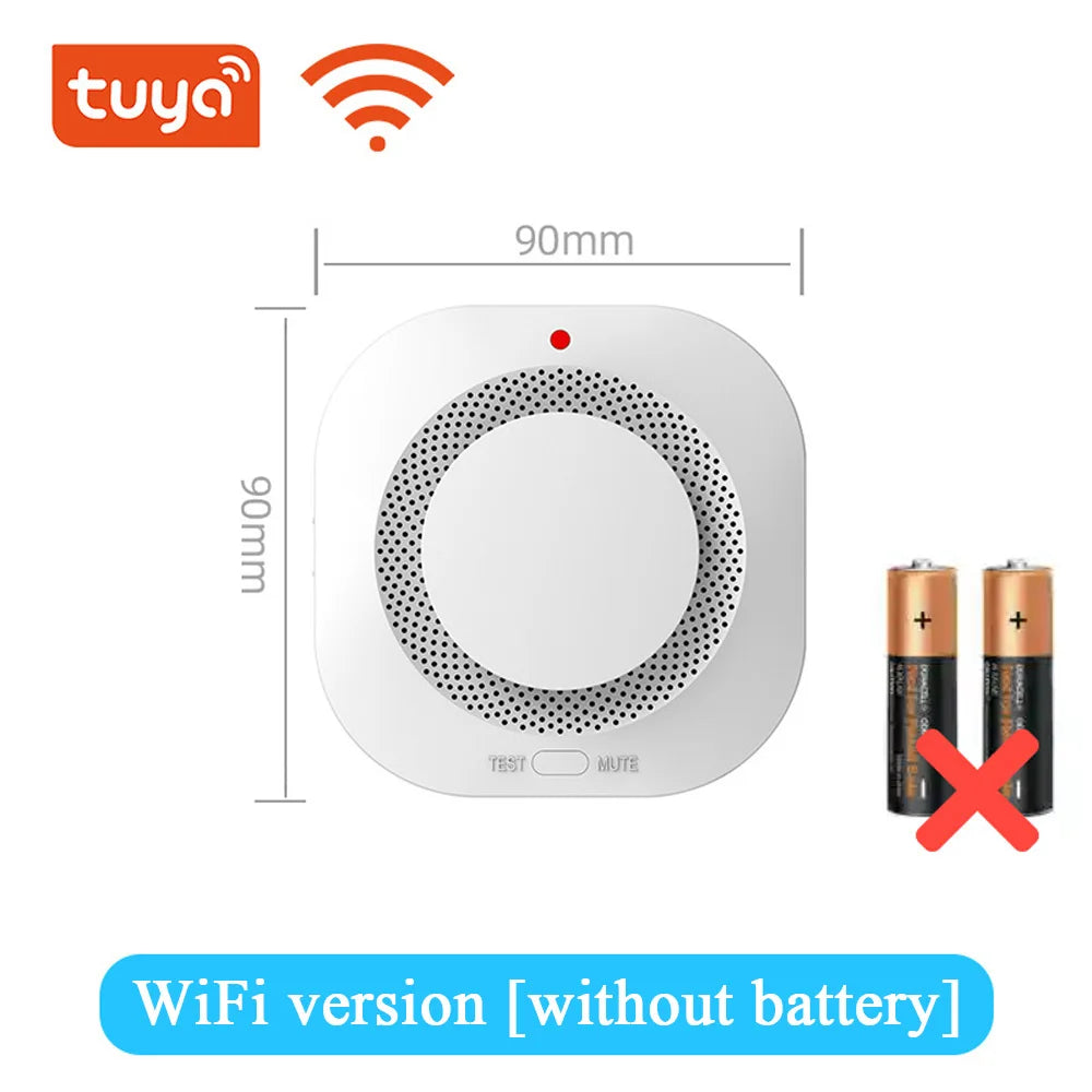 Tuya WiFi Zigbee smoke alarm smart fire detector for home fire safety emergency alerts wireless interconnected smoke detector