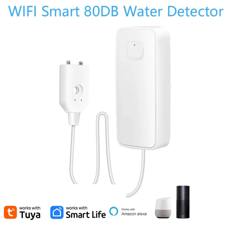مستشعر تسرب المياه الذكي Tuya WiFi كاشف مستوى تجاوز المياه نظام إنذار صوتي 80 ديسيبل مستشعر تسرب الفيضانات مراقبة عن بعد