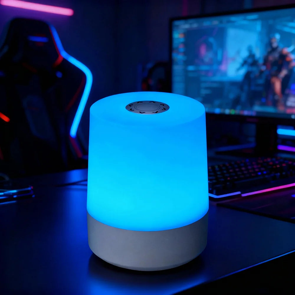 مصباح ليلي ذكي LED RGB مع جهاز تحكم عن بعد وتحكم باللمس، مصباح أسطواني عصري قابل للتعتيم لغرفة النوم والقراءة والديكور