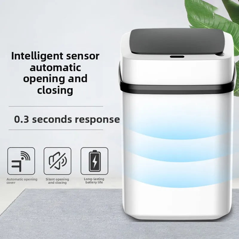 13L Smart Sensor Trash Can Fully Automatic Waterproof for Kitchen Living Room Household Bathroom Toilet Garbage Bin