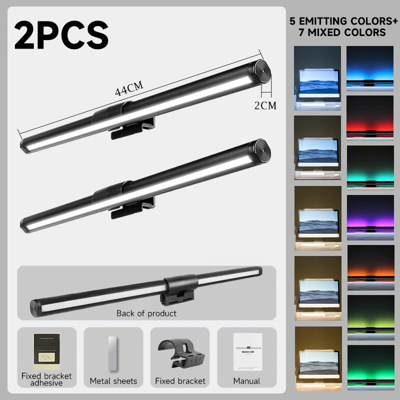 مصباح مكتب LED للشاشة، إضاءة ألعاب كمبيوتر للكمبيوتر الشخصي، ضوء خافت، ضوء قراءة USB، إضاءة خلفية للشاشة، مصباح RGB، مصباح مكتبي