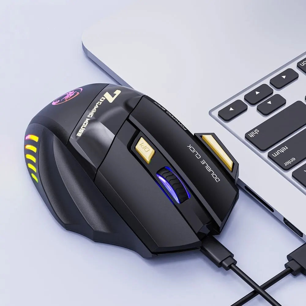ماوس ألعاب لاسلكي USB IMICE GW-X7 3200DPI وضع مزدوج قابل لإعادة الشحن 7 مفاتيح 2.4 جيجاهرتز ماوس صامت بلوتوث 7 ألوان LED متوهج