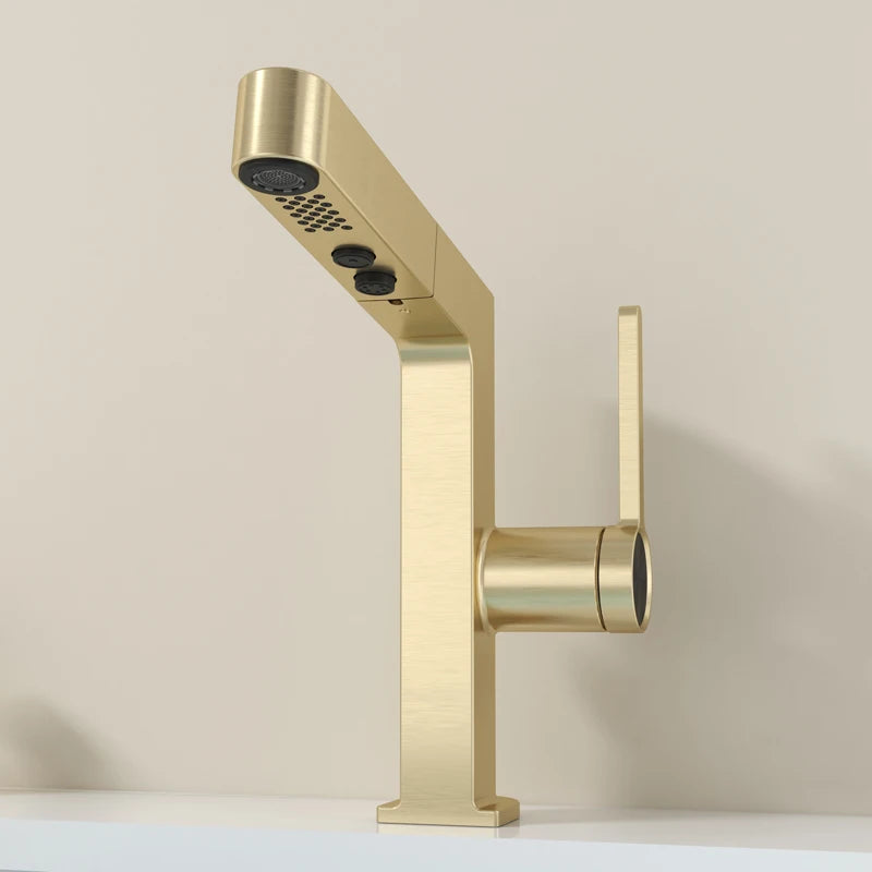 Intelligent Digital Display LED Basin Faucet Pull Out Rose Gold Lead Free Water Mixer Sink Tap Bathroom Washbasin Vanity Faucet