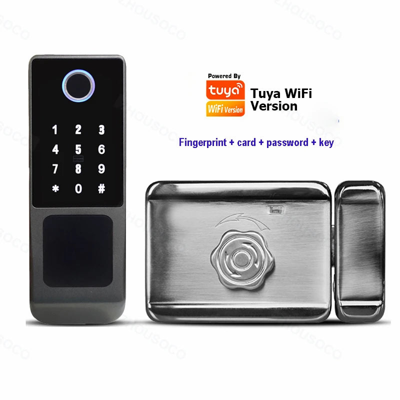 Tuya Wifi Smart Lock Outdoor Waterproof Fingerprint Biometric Digital LockTTLock App Card Keyless Electronic Smart Door Lock