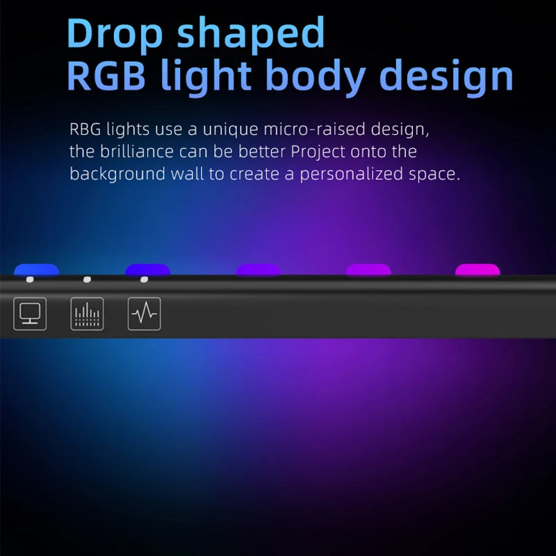 شريط إضاءة لشاشة الكمبيوتر RGB، مصابيح معلقة للشاشة بإيقاع الموسيقى، مصباح مكتبي قابل للتعتيم، إضاءة طاولة للقراءة والألعاب