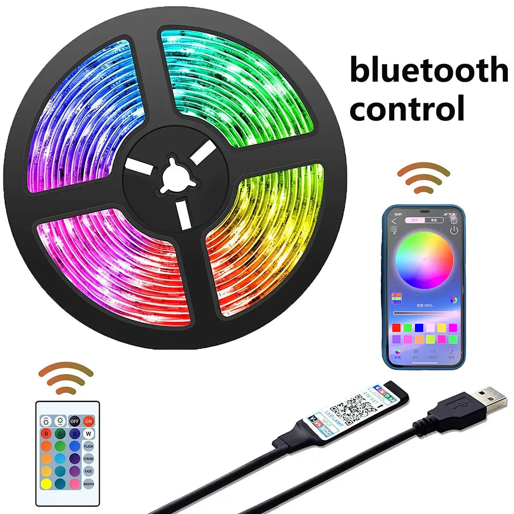 RGB 5050 Led Strip Lights Smart Home TV USB Wall Lamps Ramadan Decoration 2023 Bedroom Closets Aesthetic Room Decor Night Light