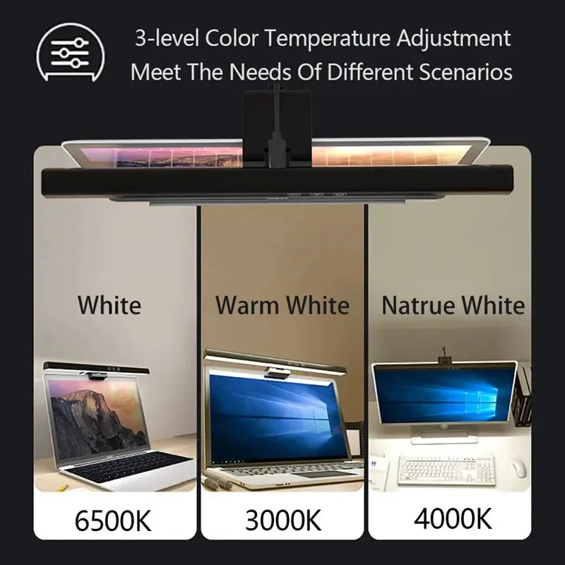 شريط إضاءة LED للشاشة لجهاز الكمبيوتر - مصباح شاشة قابل للتعتيم بطول 33 سم/50 سم يعمل بمنفذ USB لمكتب الدراسة والقراءة