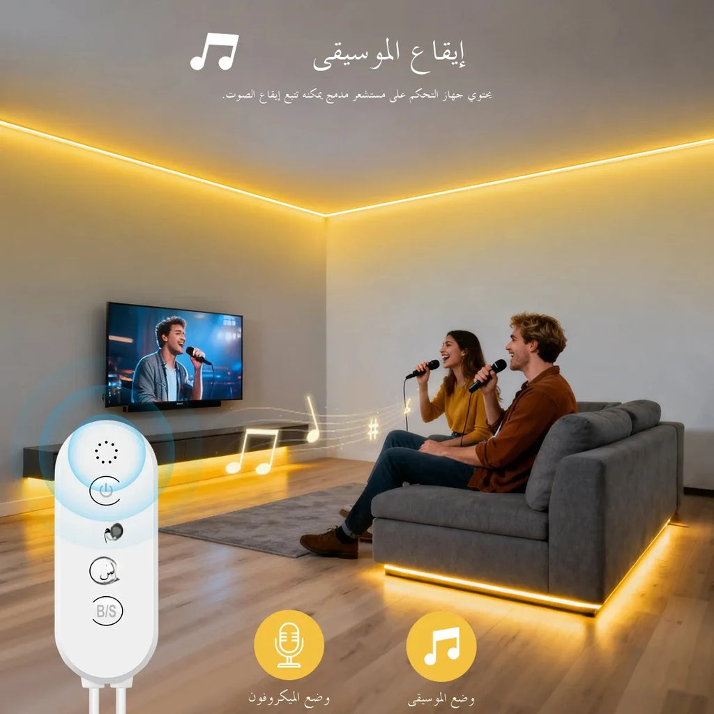 شريط إضاءة LED ذكي متكامل من السيليكون النقي DC24V مع تحكم بالتطبيق عبر البلوتوث / جهاز تحكم عن بعد قابل للتعتيم ومزامنة الموسيقى MIC