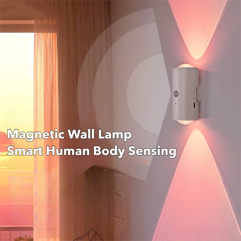 مصباح حائط LED ذكي للاستشعار، إضاءة RGB محيطية، ضوء غروب الشمس مغناطيسي قابل لإعادة الشحن يثبت على الحائط، أضواء ليلية لغرفة النوم والردهة والدرج