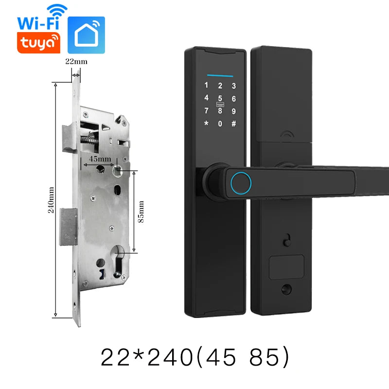 Smart Door Lock With WiFi Tuya APP Digital Electronic Lock Wooden Door Lock Biometric Fingerprint Smart Home Remote Unlocking