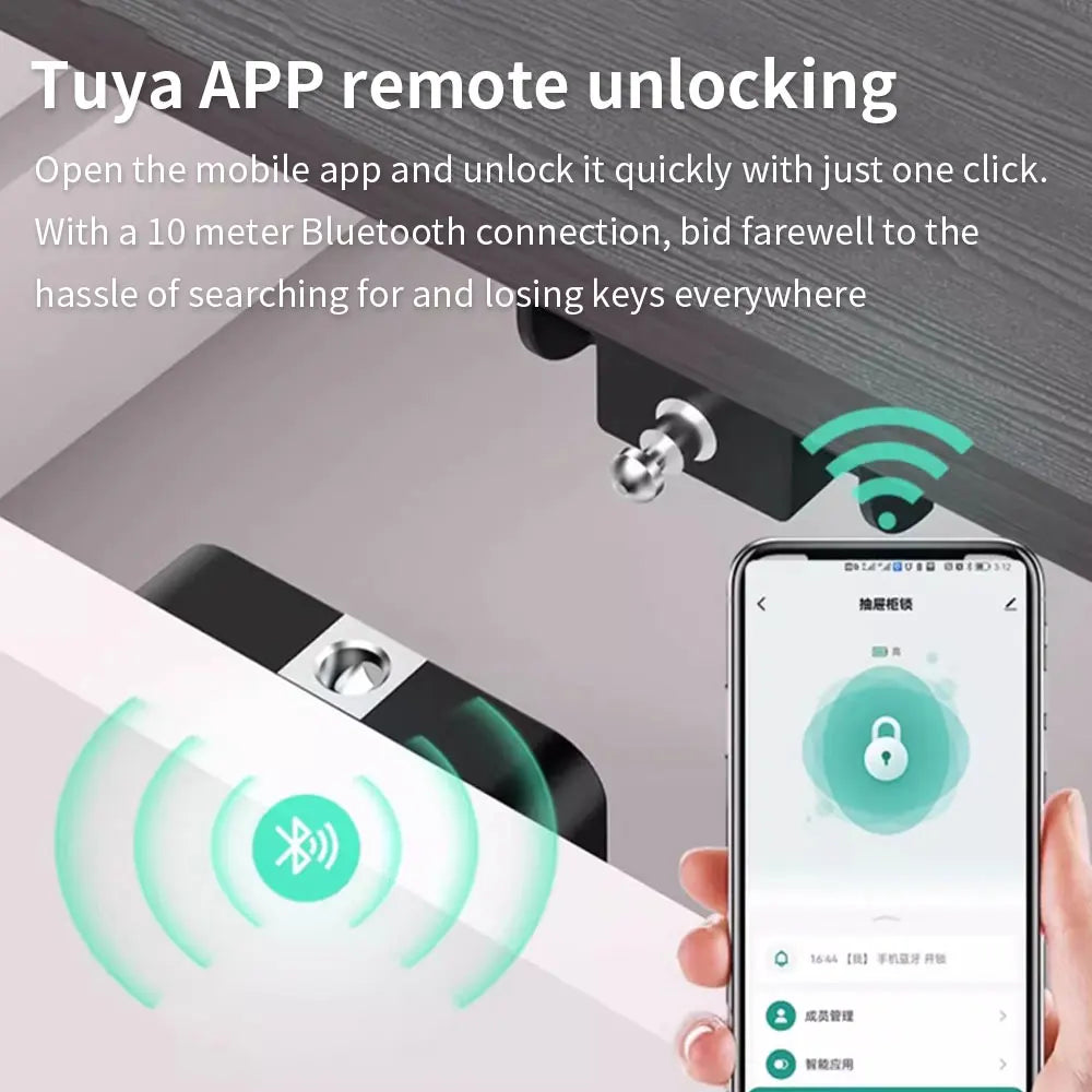 قفل باب خشبي ذكي غير مرئي، قفل إلكتروني بدون مفتاح، بطاقة IC، NFC، تطبيق Tuya لفتح الخزانة، قفل الأثاث، قفل الأدراج الذكي