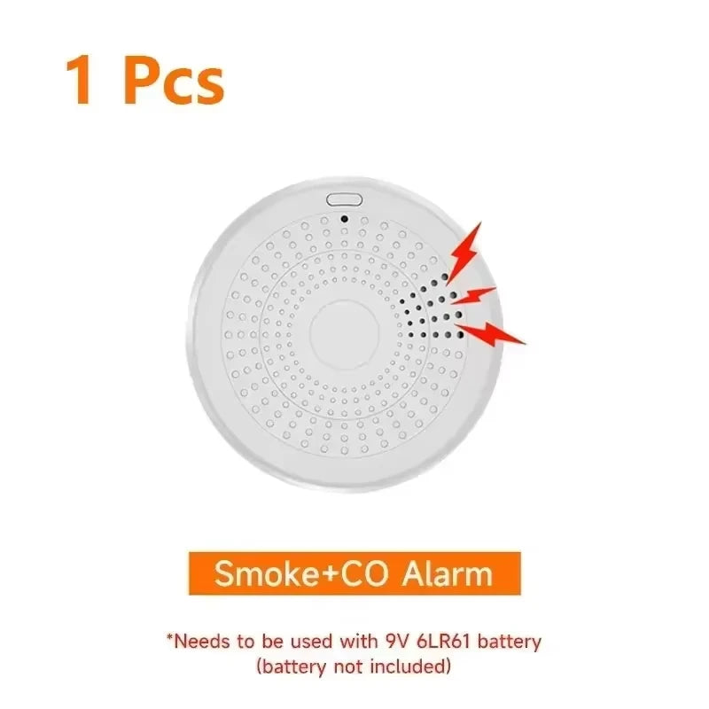 Tuya WiFi Integrated Carbon Monoxide & Smoke Detector Smart Life APP Alarm Sensor 2-in-1 Fire Safety Gas Detector