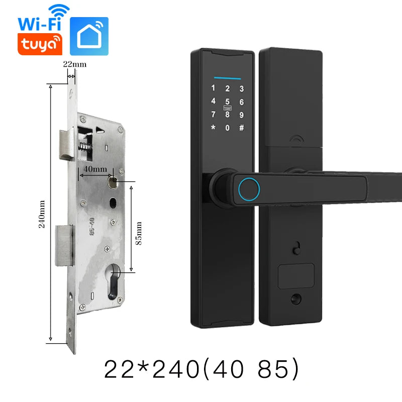 Smart Door Lock With WiFi Tuya APP Digital Electronic Lock Wooden Door Lock Biometric Fingerprint Smart Home Remote Unlocking