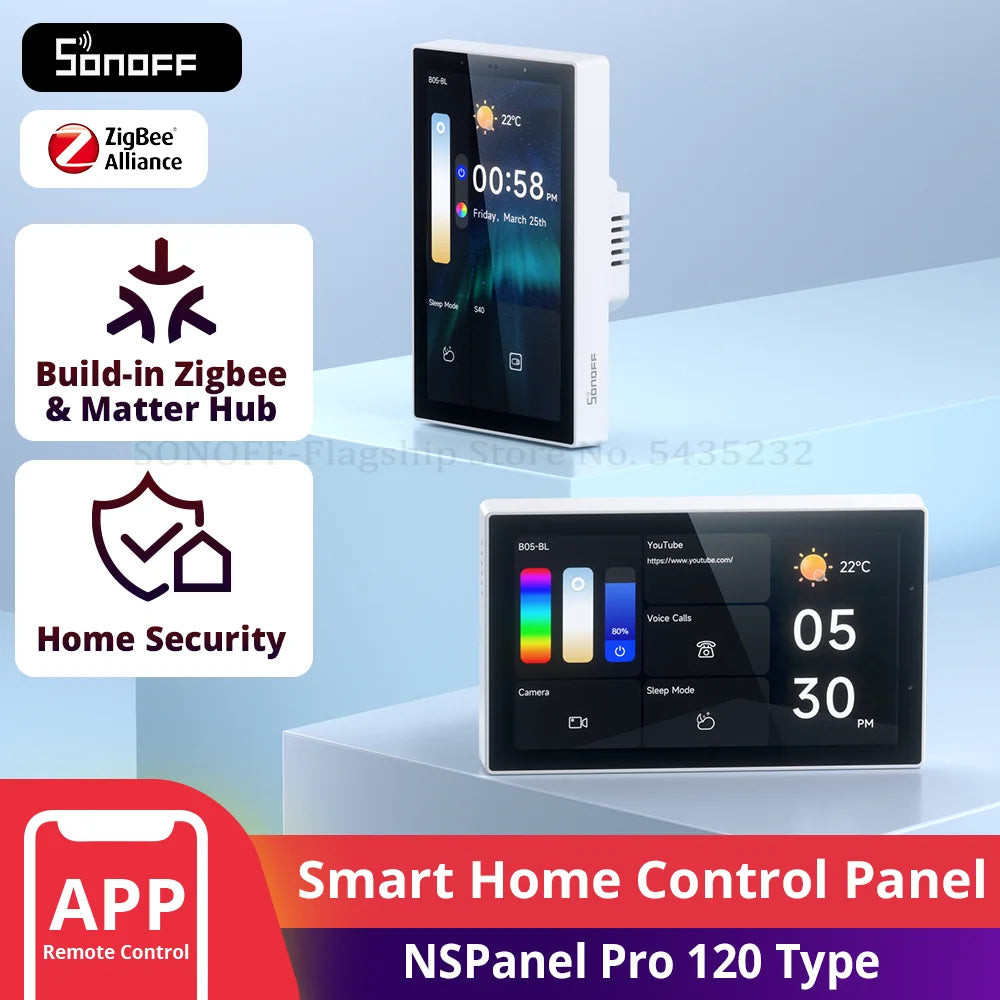 لوحة التحكم المنزلية الذكية SONOFF NSPanel Pro 120 Type منظم حرارة ذكي لاستهلاك الطاقة وحدة مفتاح DIY تدعم أجهزة Sonoff