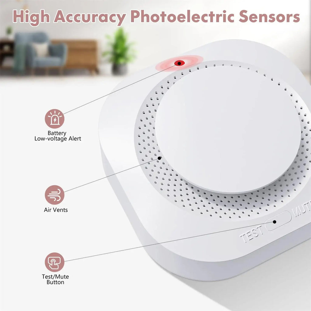 جهاز استشعار الدخان بتكنولوجيا Wifi من Tuya، نظام إنذار أمان للمنزل، تحكم عبر تطبيق Smart Life، كاشف دخان غاز عالي الحساسية لسلامة المنزل