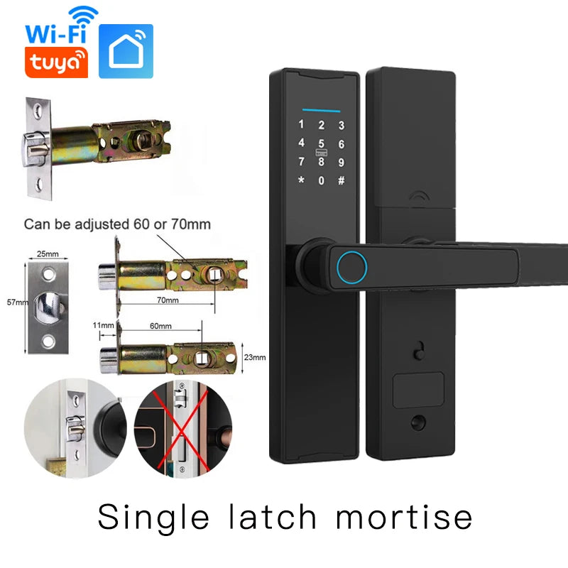 Smart Door Lock With WiFi Tuya APP Digital Electronic Lock Wooden Door Lock Biometric Fingerprint Smart Home Remote Unlocking