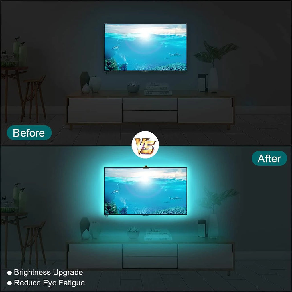 EISSLOLY أضواء شريط LED RGB طقم إضاءة LED ذكي يتم التحكم فيه عن طريق التطبيق لخلفية تلفزيون مقاس 55-85 بوصة ومزامنة الشاشة إضاءة LED لتزيين المنزل