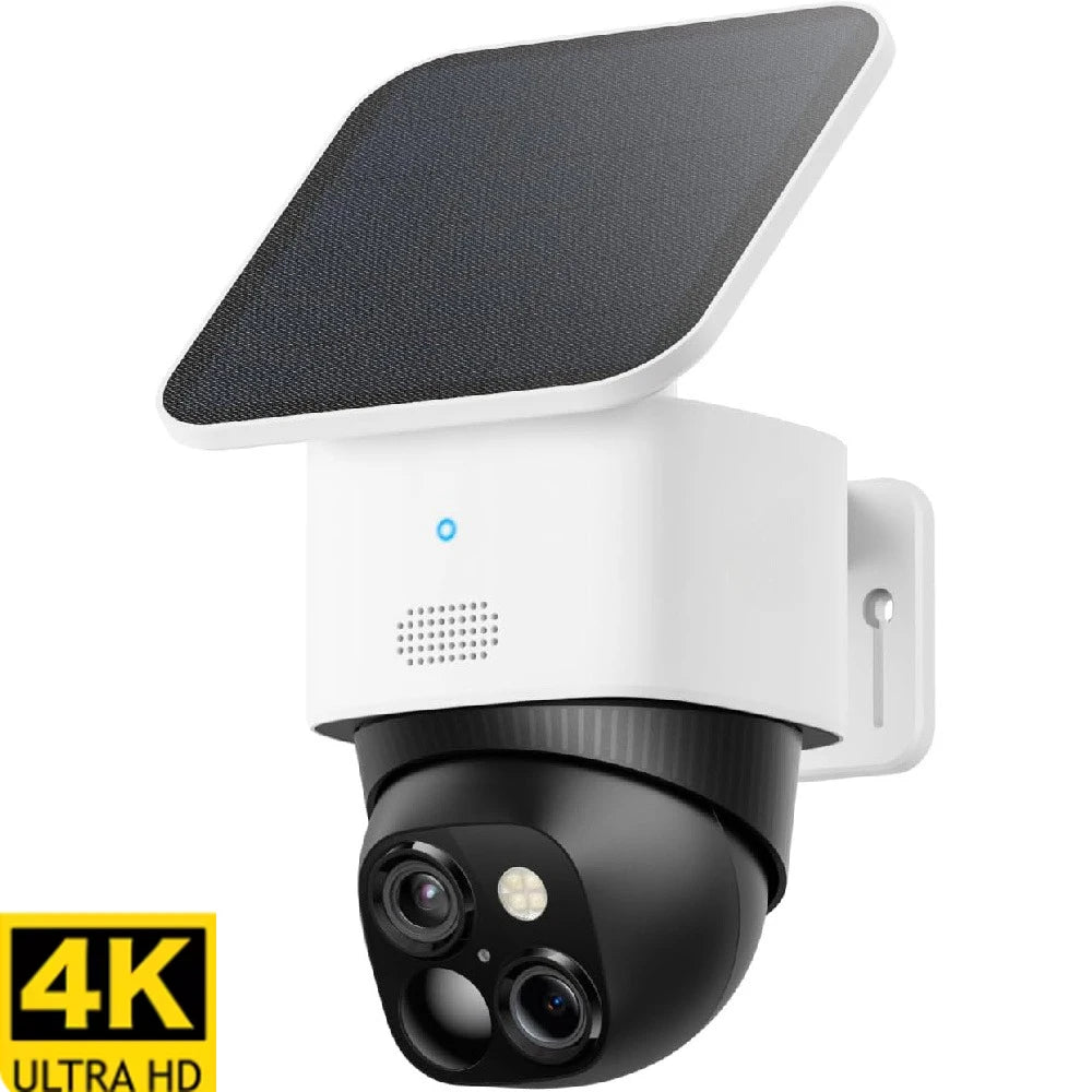 New 4K Dual Camera Solar Security Cameras Wireless Outdoor Cameras for Home Security 360°Coverage Pan & Tilt No Blind Spots