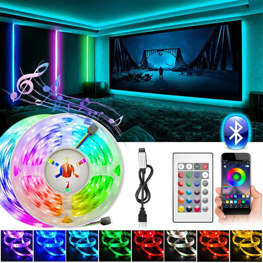 أضواء شريط ليد RGB 5050 للمنزل الذكي، تلفزيون، مصابيح جدارية USB، ديكور رمضان 2023، غرف النوم، الخزائن، ديكور غرف جمالي، ضوء ليلي