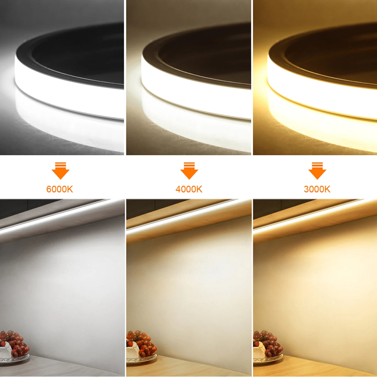 مستشعر حركة PIR ذكي فائق السطوع بتقنية COB LED شريط إضاءة نيون تشغيل/إيقاف تلقائي 320 مصباح LED/م مقاوم للماء لتزيين المطبخ والدرج وخزانة الملابس