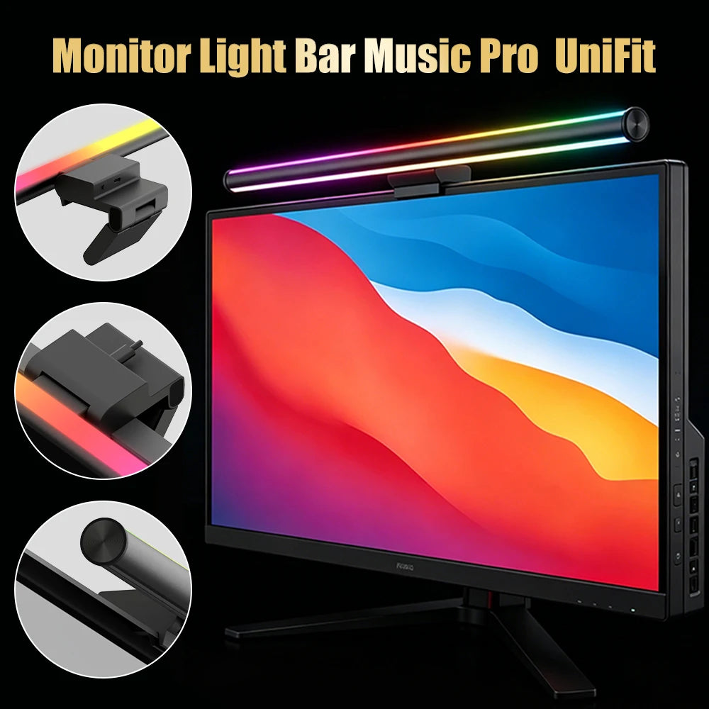 مصباح شريط الشاشة، مصباح تعليق الشاشة، يعتم RGB، شريط إضاءة لتزيين الغرفة، أضواء LED، إكسسوارات كمبيوتر سطح المكتب للمنزل للاعبين