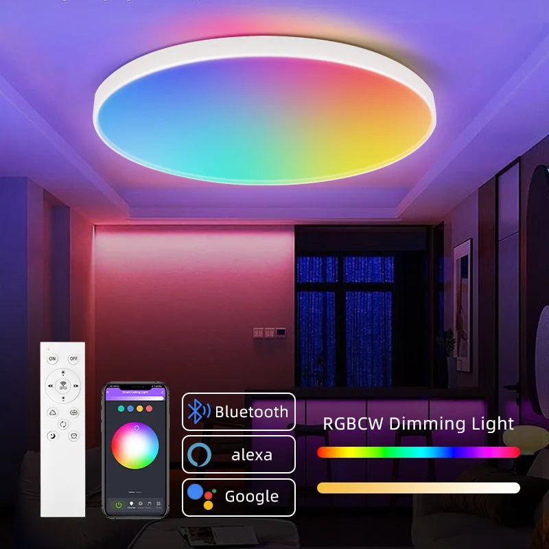 RGB مصباح سقف ذكي LED بقدرة 24 وات 40 وات مصابيح ليد RGB مصباح سقف تطبيق TUYA بلوتوث WIFI لديكور المنزل وغرفة النوم وغرفة المعيشة