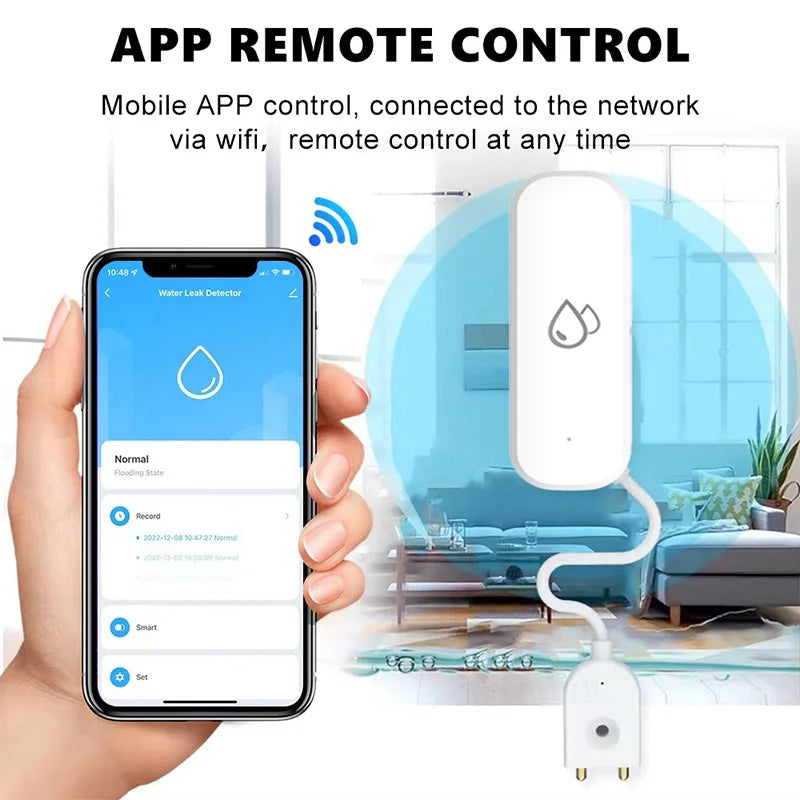 جهاز إنذار تسرب المياه الذكي Tuya Smart WiFi، جهاز كشف تسرب الفيضانات مع تنبيه تطبيق Smart Life، حماية من الفائض لأمن المنزل
