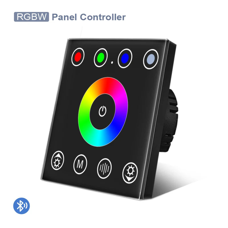 Smart RGBW LED Light Strip Wall Mounted Touch Panel Glass Bluetooth App Controller Dimmer Switch for 12V sync music